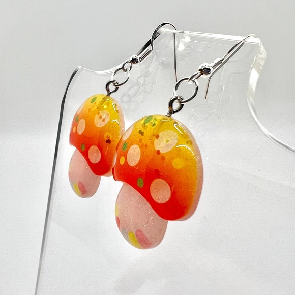 Mushroom Earrings - Glitter Earrings - Nature Earrings - Camping Earrings - Picture 7 of 10